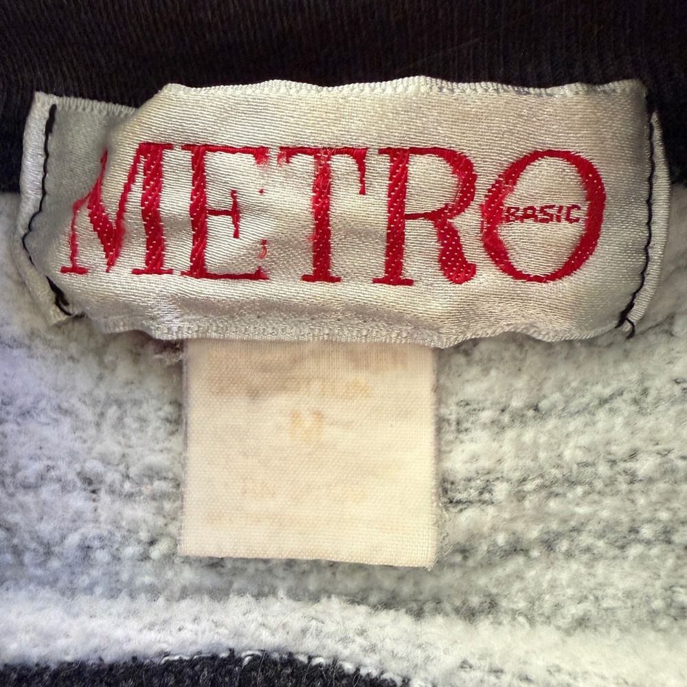 Metro Basic Womens Vintage Sweatshirt Black Floral Striped Colorblock Size M - Picture 2 of 5